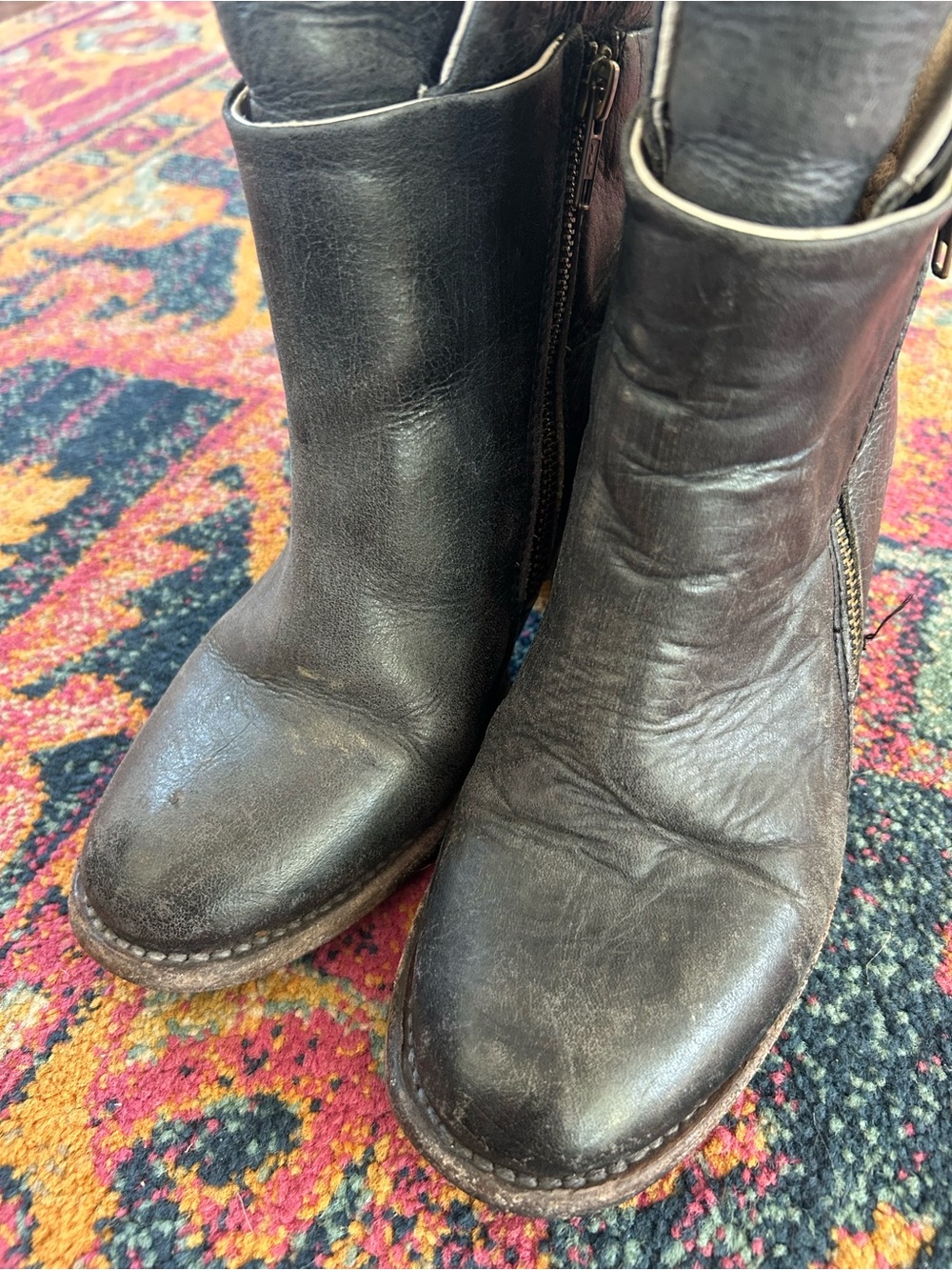 Freebird by Steven | Womens Black Distressed Leather Dual Zip Clip Ankle Boots 7 - Picture 5 of 16